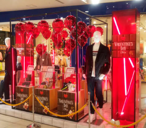 バレンタイン　店内装飾